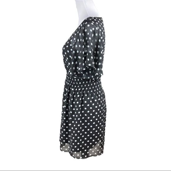 As U Wish Black And White Polkadot Flutter Sleeve Dress, Size S - Picture 3 of 7